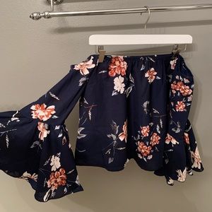 Navy Floral Top